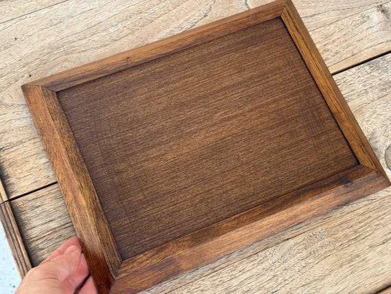 Wooden Tea Tray in Hard wood and Bamboo tapestry — photo 6 of 10