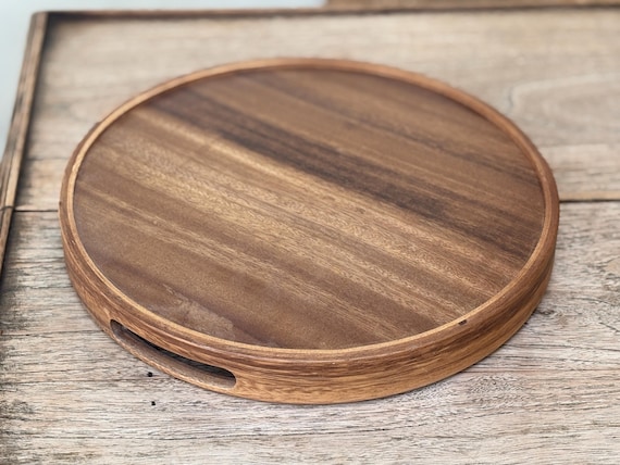 Walnut wood round tray — photo 6 of 9