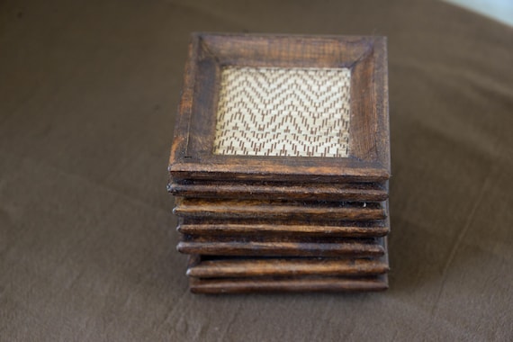 Wooden Coasters in Hard wood and Bamboo tapestry — photo 8 of 8