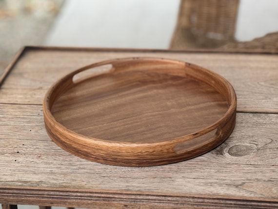 Walnut wood round tray