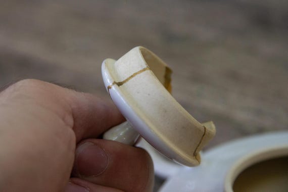 Small Flat Teapot 120 ml with Kintsugi repaired lid — photo 6 of 10