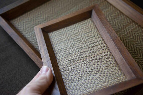 Wooden Tea Tray in Hard wood and Bamboo tapestry — photo 5 of 10