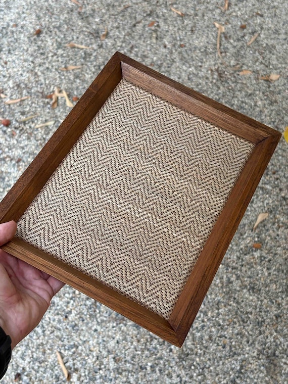 Wooden Tea Tray in Hard wood and Bamboo tapestry — photo 10 of 10